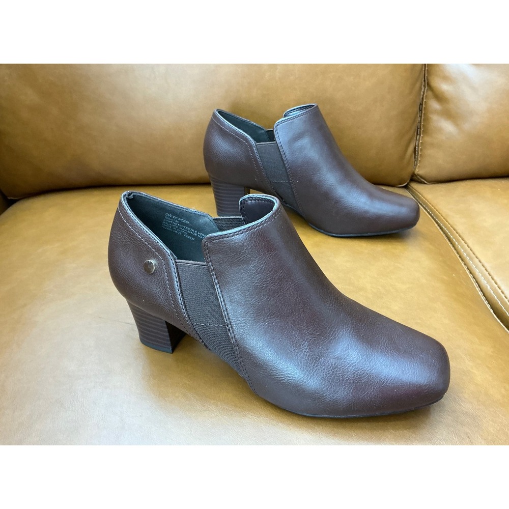 East 5th EF Rossi Ankle Boots Womens 6W Chocolate Memory Foam Block Heel